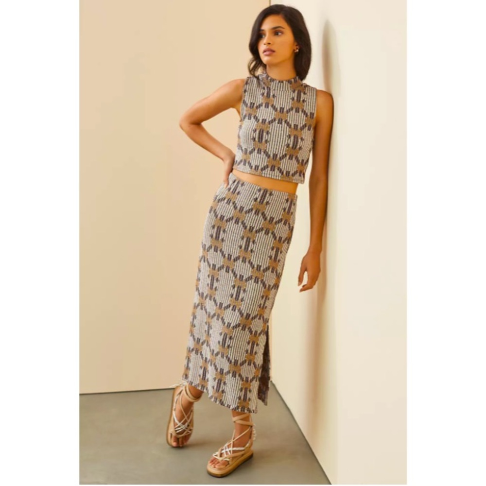 NWT Anthropologie jacquard knit skirt set